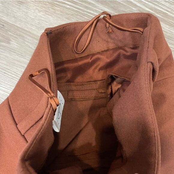 Renaissance Brown A-Line Skirt Midi Length Wool Straight Silhouette - Picture 8 of 8